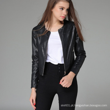 OEM Europe Style jaqueta de couro preto motocicleta para as mulheres
